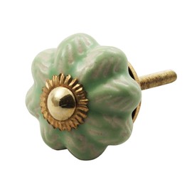 Freak Scene Ceramic Furniture Knob Shabby Chic Rosette Small Two Tone Green / White Patterned