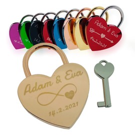 Love Lock with Engraving, Padlock Lock, Romantic Gift for Wife Husband Boyfriend Girlfriend for Valentine's Day, Wedding, Anniversary, Couple Love Gifts Anniversary