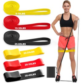 6 PCS Resistance Exercise Bands for Working Out Elastic Stretch Bands for Fitness Yoga Pilates Stretching Strength Training Workout Resistance Band for Women and Men Home Gym