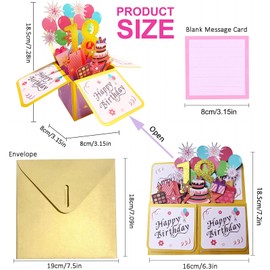 PAITOK 3D Birthday Card,Pop Up Birthday Cards Birthday Gifts Happy Birthday Card Greeting Cards with Envelope For Boys Girls Men Women (Pink,18th)