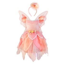 DJDLPARTY Pink Fairy dresses up costume set for Girls with Wing and headband (7-8 years)