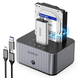 ORICO Hard Drive Docking Station 10Gbps for NVMe SSD & SATA 3.5 HDD with Bidirectional Cloning Type-C Hybrid Docking Station with Independent Aluminum Heat Sink