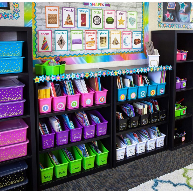 Teacher Created Resources Black Confetti Plastic Book Bins - 6