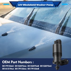 HHCSOP 05179153AC Windshield Washer Pump w/Grommet, Replacement for Jeep Grand Cherokee Wrangler Commander Compass Patriot | Dodge Grand Caravan Durango Journey Nitro | Chrysler Town & Country Aspen