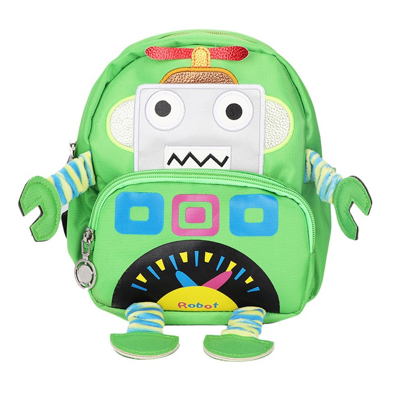 Cartoon Robot Pattern Kids Anti lost Backpack Schoolbag with Safety