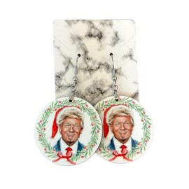 Christmas Earrings for Women, Trump Dangle Earrings, Ugly Sweater Party Earrings, Political Earrings