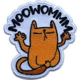 LEMILLE MEOWOMMM Parche meditativo para gato, tamaño de 3 pulgadas, parches divertidos de tela para bordado de gato, para ropa, jeans, mochilas, sombreros, parches bordados para ropa, regalos para