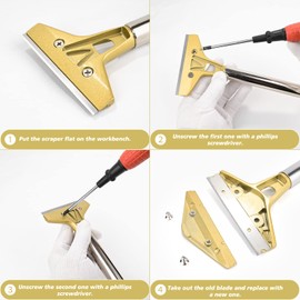 EHDIS Flat Top Grill Scraper Razor BladeGlass Scraper Tool, 4 Inch Metal Blade Kitchen Scraper for Cleaning Griddle & Flat Top Grill for Diner, Bar, Hotel, Restaurant