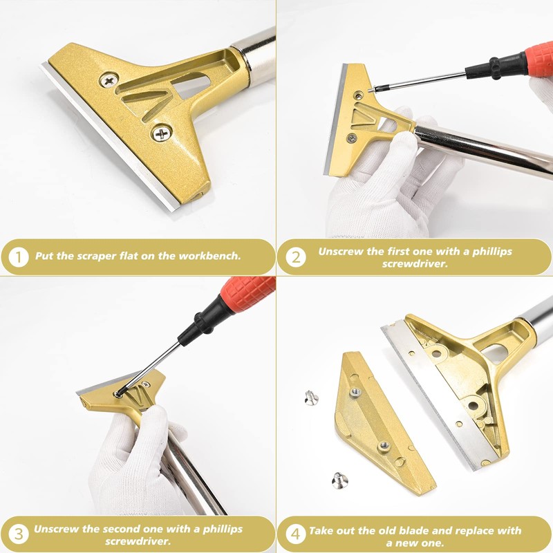 EHDIS Flat Top Grill Scraper Razor BladeGlass Scraper Tool, 4