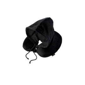 Brookstone Hooded Neck Travel Pillow - Memory Foam Light-Blocking Travel Neck Pillow with Hood for Sleeping, Airplane, Car, Size One Size, Black