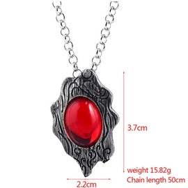 DUNHAO COS Anime Red Crystal Pendant Necklace Amulet Gift for Men and Women Halloween Cosplay Accessory-B