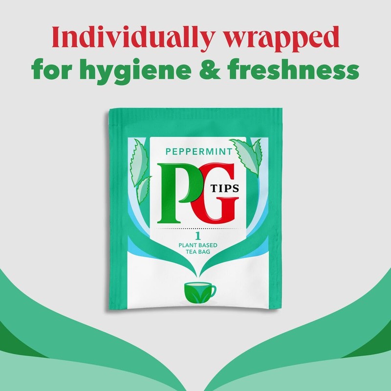 PG Tips Teabags Peppermint, Individually Wrapped Tea Bags, 25 Herbal
