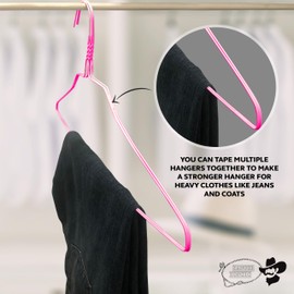 200 Wire Hangers - Pink Metal Hangers in Bulk - 18 Inch Thin Standard Dry Cleaner Coated Steel
