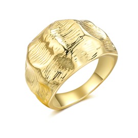 Mytys 14K Gold Plated Ring for Women,Chunky Twisted Band Rings Stackable Chain Link Rings Mother's Day Jewelry Gift (Chunky Gold, 8)