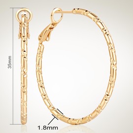 SPOINT 14k Gold Hoop Earring, Lightweight Hypoallergenic Earrings for Women (35mm*2mm), Extra Large Hoop Earrings, Sterling Silver, No Gemstone