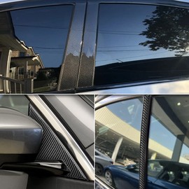 AeroBon Genuine Soft Carbon Fiber Exterior Trim Compatible with 2007-2013 Infiniti G35 G37 Sedan Window Pillars Trim (8 Pcs Set)