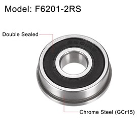 sourcing map F6201-2RS Flanged Ball Bearing 12x32x10mm Double Sealed Chrome Steel Bearings 4pcs