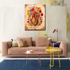 Heart Flower Blossom Wall Paint by Number Kits for Adults,Education Painting Modern Decor for Nurses Doctor Office Clinic School Gift,Paints for Home Wall Decor Without Framed Canvas 16''W x 20''H