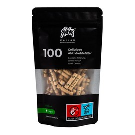 KAiLAR 100 Unbleached Cellulose Activated Carbon Filters Slim (6 mm) with Vegan Activated Carbon from Coconut Shells | For a Gentle Smoking Experience Without Clogging (Cold Resistance)