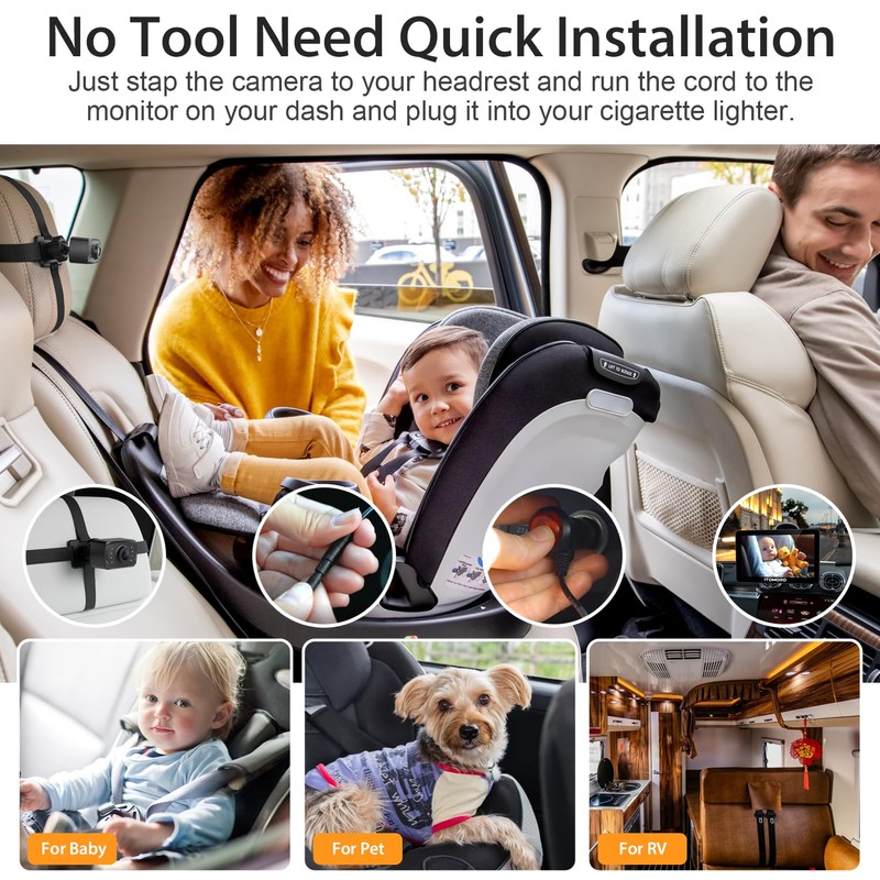 Itomoro Rear Facing Mirrors, 2 Kids Baby Car Camera, 7''