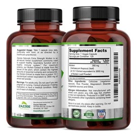 Zazzee Extra Fuerte Mullein Extract 3000 Mg 120 Vegan Caps Sabor Sin Sabor