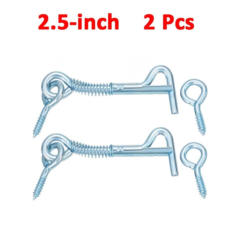 Zinc-Plated Hook and Eye Latch with Spring Lock – 2.5"