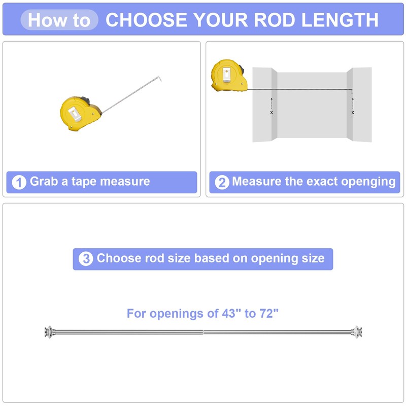 Shower Rod-EUPLAR Shower Curtain Rod, 43-72 Inches Adjustable Spring Tension