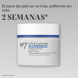 No7 Lift & Luminate Triple Action Day Cream SPF 30 - Broad Spectrum Anti Aging Face Cream - Hydrating Hibiscus Peptides & Hyaluronic Acid + Brightenin