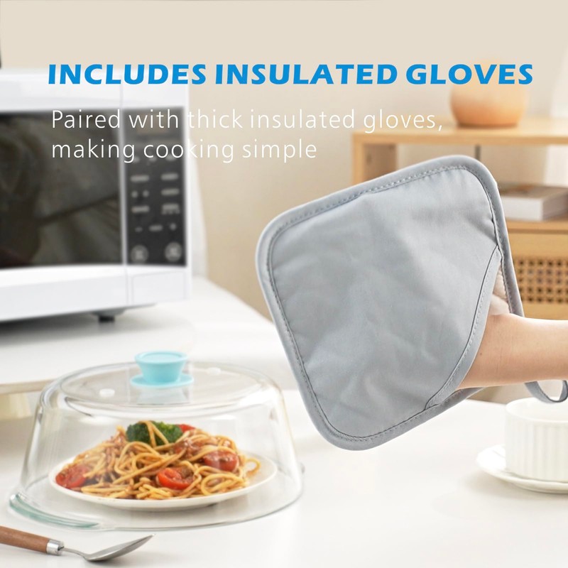 Tall Glass Microwave Splatter Cover for Food with Vent Hole