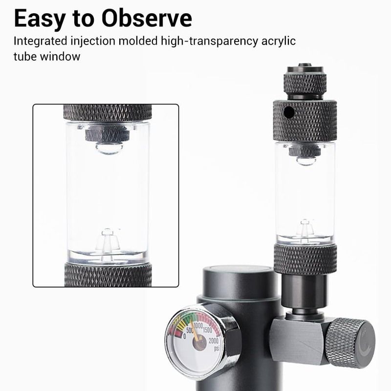 MiOYOOW CO2 Bubble Counter with Check Valve, Single Head Carbon