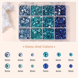 Blue Resin Jelly Rhinestones for Crafting, 3-5 mm Resin Rhinestones Bulk, Color Flatback Crystal Gems for Crafts, Round Bedazzled Rhinestones Face Makeup DIY Jewelry with Tweezer Pen