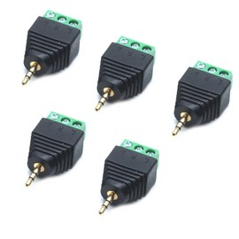 Sscon 5pcs 2.5mm Stereo Audio Male Plug to AV 3-Screw Terminal Block Balun Connector Adapter (3 pin Male)