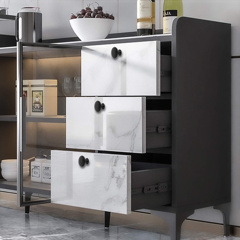 AvoDovA 20Pcs Black Kitchen Cabinet Knobs, Round Drawer Knobs Dresser