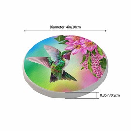 Hummingbird Coasters for Drinks Coasters for Table Ceramic Absorb Stone Coasters with Coffee Table Cork Base for Home Decor 2 Pcs