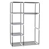 64\" Gray Portable Closet Storage Organizer with Shelves Wardrobe Clothes
