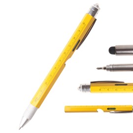 Rnemitery Yellow Steel Stand Pen, Multi-function Tool with Aluminum Copper ABS, Durable Construction Compact Design Portable for Professionals