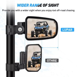 Nilight UTV Side Mirrors Offroad Rear View Mirrors Aluminum 2 Years Warranty