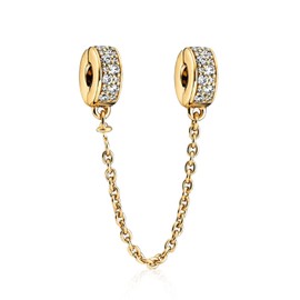 YUMINN Gold Safety Chain 925 Sterling Silver Charms for Bracelets and Necklaces Dangle Pendant Bead Charms Jewelry Gifts for Women Family Friends