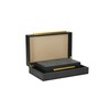 Set of 2 Black Shagreen Leather Decorative Boxes With Gold
