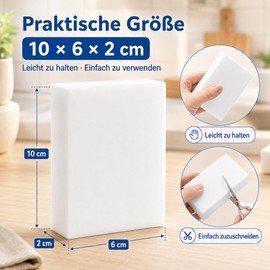 Pack of 50 Dirt Eraser Sponge, Value Pack Cleaning Sponges, Removes Stains, Multifunctional Scratch-Free Cleaning Sponge for Household, Kitchen, Wall, Bathroom, Shoe Sponge (10 x 6 x 2 cm)