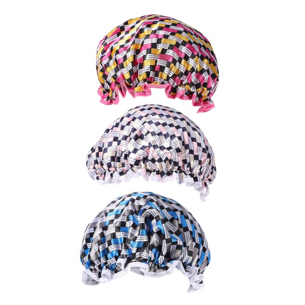 Ipetboom 3pcs Double Layer Waterproof Shower Cap Shower Caps Waterproof