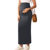 AISWI Maternity Adjustable Waist Maxi Skirt Over The Belly Stretchy