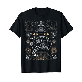 Cat Luna Moth Moon Phases Dark Academia Aesthetic Occult T-Shirt for Men Women Girls Kids