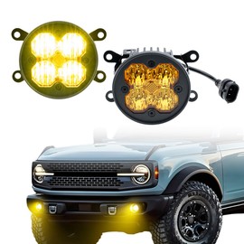NJSBYL Off-Road LED Fog Light for 2021 2022 2023 2024 2025 F-ord Bronco Standard Bumper Fog Light Kit Front Bumper Driving Fog Lamp Assembly, OEM# JB3Z15201C (Yellow)