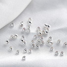 LRESJJIUJ 100pcs Crimp Bead Metal Gasket, Plug Bead Metal Micro Gasket, Circular Bead clamp end for DIY Bracelet Jewelry Production Products(Silver Plated/2 * 3mm)