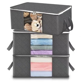 3 Cajas Organizadoras para Clóset, 50 x 35 x 20 cm, Ropa y Juguetes                                                                                   