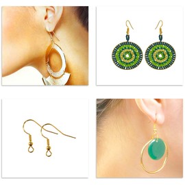 120pcs Earring Hooks with Ball and Coil, Hypo Allergenic Plated Gold Ear Wires with Transparent Storage Box, for DIY Jewelry Making