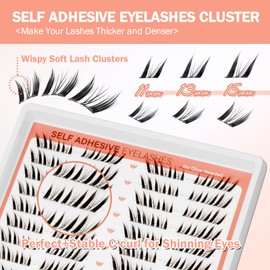 Self Adhesive Lash Fairy Lash Clusters Manga Cluster Eyelash Extensions Spiky Eyelash Clusters Individual Lashes Clusters 0.07mm CC Curly Spiky Lash Extension Pre Glued No Remover No Residue