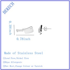 BEKECH Chef Knife Stud Earrings Kitchen Cooking Utensil Charm Jewelry Cooking Gift Lover Gift (silver)