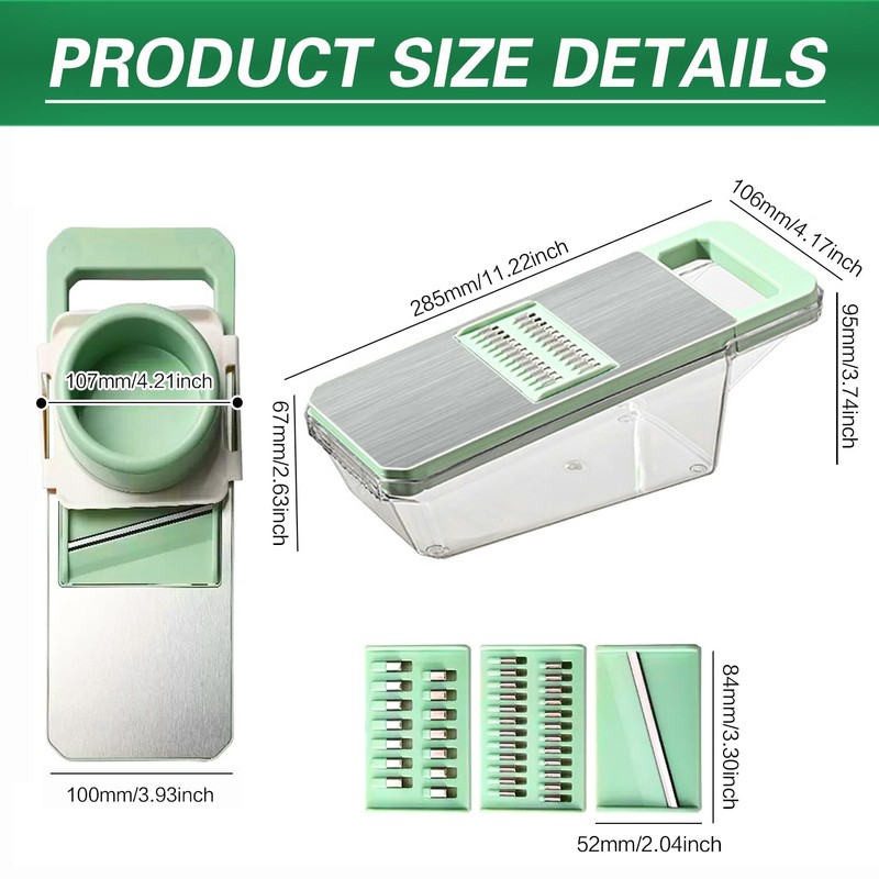 6 in 1 Mandoline Slicer, Hand Guard Vegetable Chopper Cutter